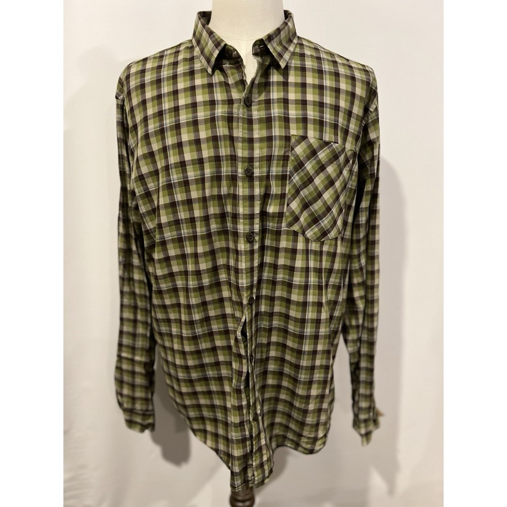 Rei Men's‎ Plaid Button Up Shirt Size Xl Green Brown And Blue